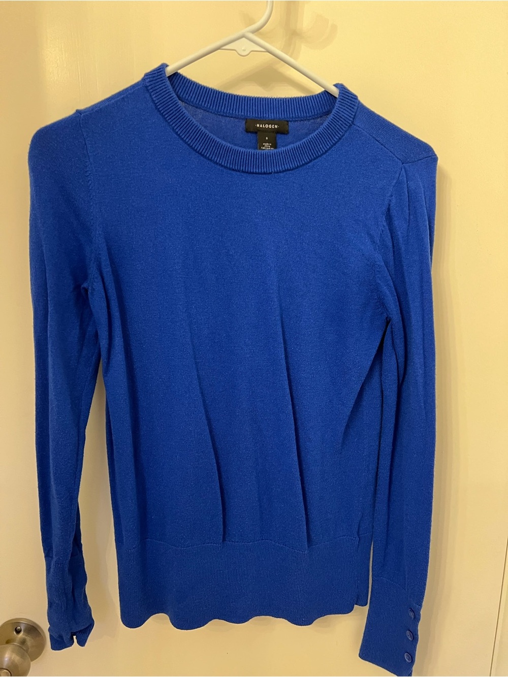 Halogen Blue Ribbed Crewneck Sweater